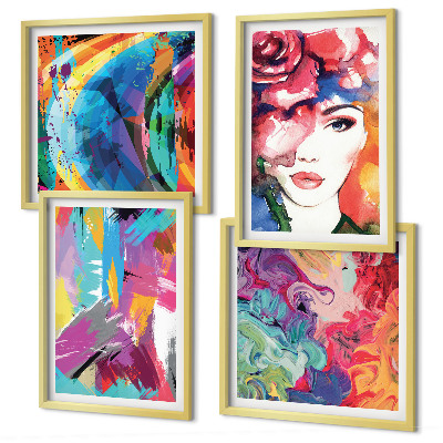 Wall art set Colorful abstract portrait