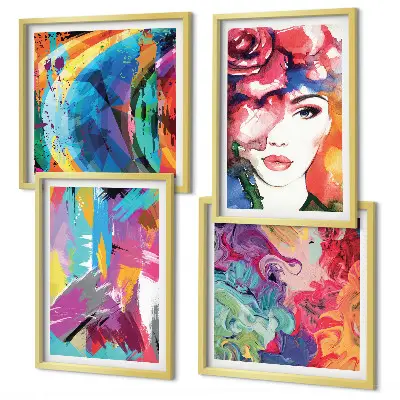 Colorful abstract portrait wall art set