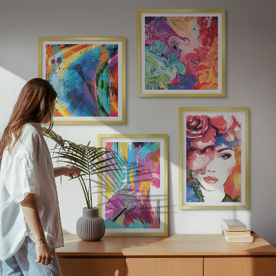 Wall art set Colorful abstract portrait