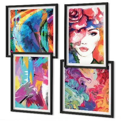 Wall art set Colorful abstract portrait