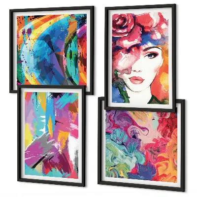 Colorful abstract portrait wall art set