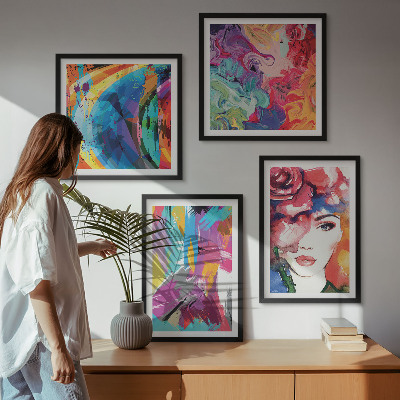 Wall art set Colorful abstract portrait