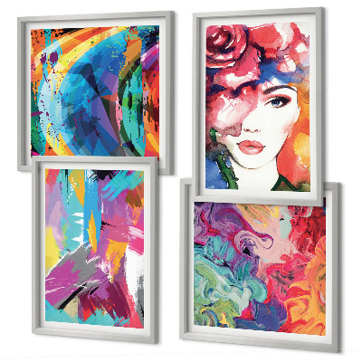 Wall art set Colorful abstract portrait