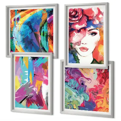 Colorful abstract portrait wall art set