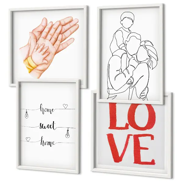 Family illustration wall decor set multi-piece house signs