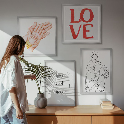 Multi-piece wall decor set Family illustrations house signs