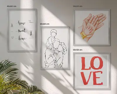 Family illustration wall decor set multi-piece house signs