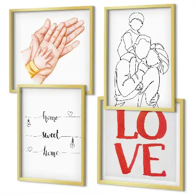 Family illustration wall decor set multi-piece house signs