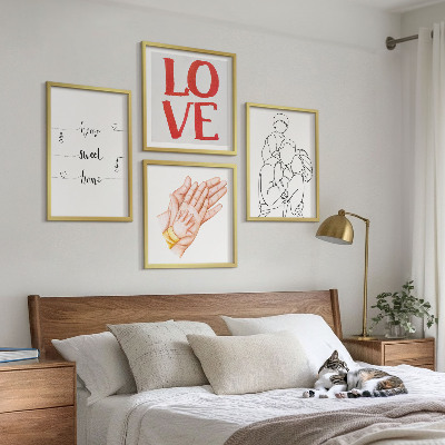 Multi-piece wall decor set Family illustrations house signs