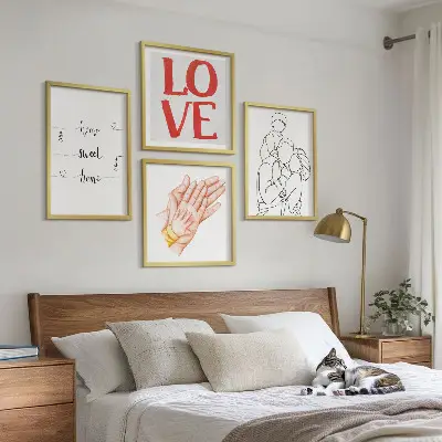 Family illustration wall decor set multi-piece house signs