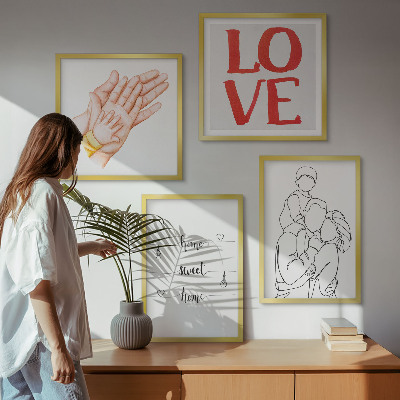 Multi-piece wall decor set Family illustrations house signs