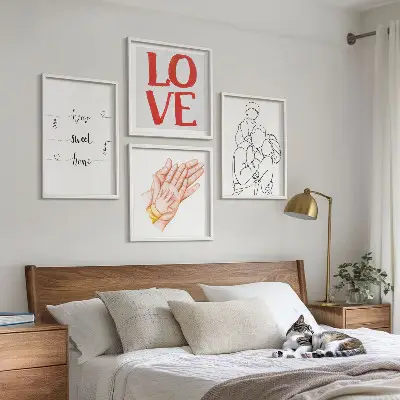 Family illustration wall decor set multi-piece house signs