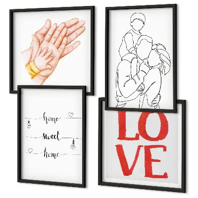 Family illustration wall decor set multi-piece house signs