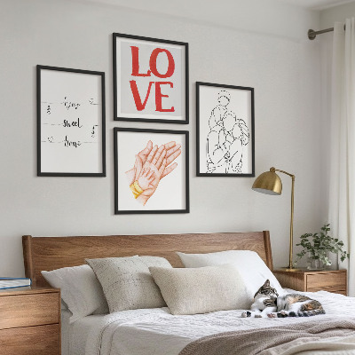 Multi-piece wall decor set Family illustrations house signs