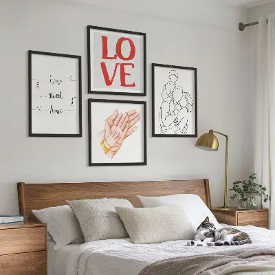 Family illustration wall decor set multi-piece house signs