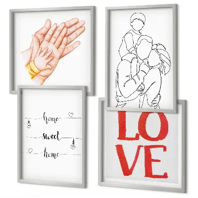 Family illustration wall decor set multi-piece house signs