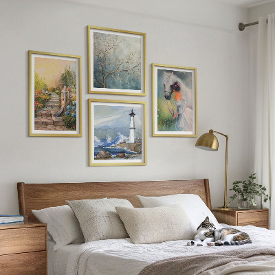 Wall art set Lighthouse Scenery Girl Horse