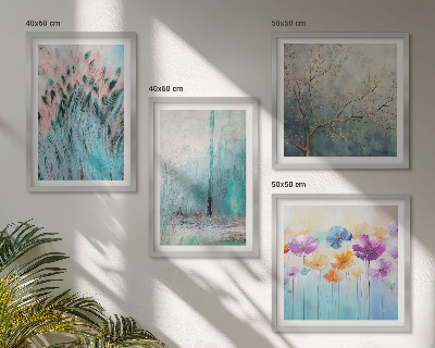 Set of 4 wall art pieces Pastel flowers background patterns