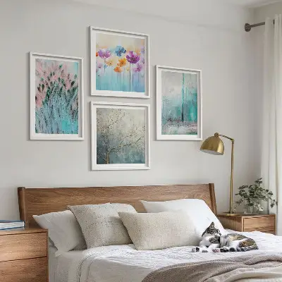Pastel flowers background patterns set of 4 wall art pieces