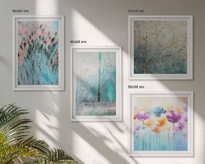 Set of 4 wall art pieces Pastel flowers background patterns
