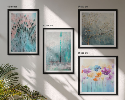 Set of 4 wall art pieces Pastel flowers background patterns