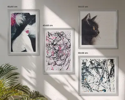 Multi-piece wall art set abstract cat patterns