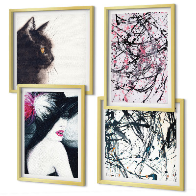 Multi-piece wall decor set Abstract cat paint patterns