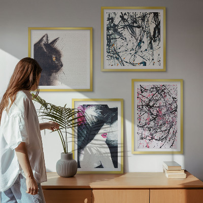 Multi-piece wall decor set Abstract cat paint patterns