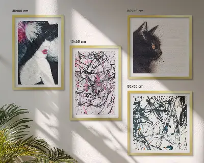 Multi-piece wall art set abstract cat patterns