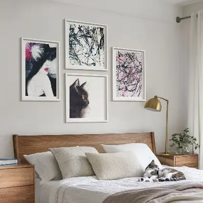 Multi-piece wall art set abstract cat patterns