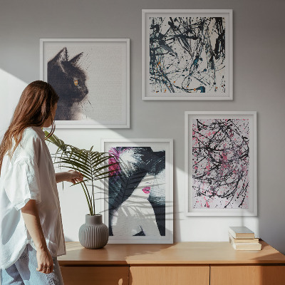 Multi-piece wall decor set Abstract cat paint patterns