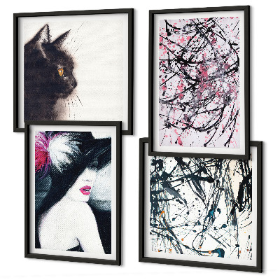 Multi-piece wall decor set Abstract cat paint patterns