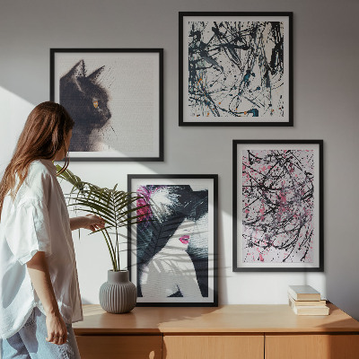 Multi-piece wall decor set Abstract cat paint patterns