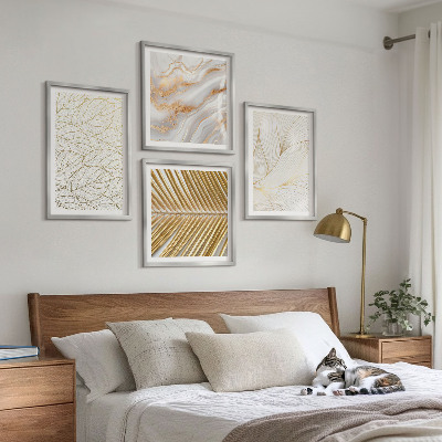 Wall art set Leaf patterns marble abstract