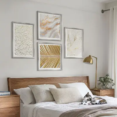 Abstract leaf pattern marble wall art set marble leaf pattern design