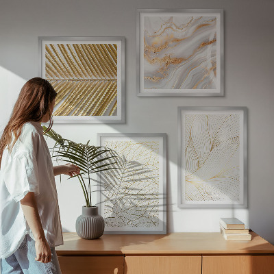 Wall art set Leaf patterns marble abstract