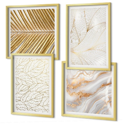 Wall art set Leaf patterns marble abstract