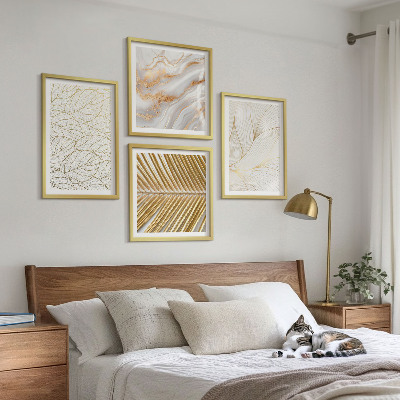 Wall art set Leaf patterns marble abstract