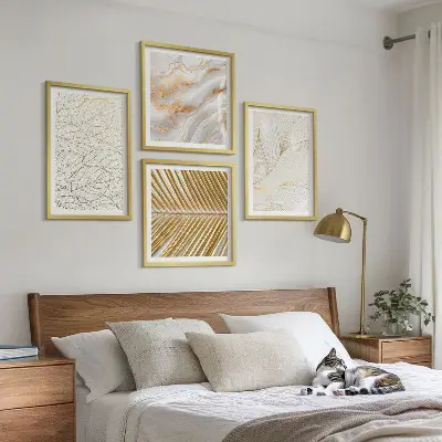 Abstract leaf pattern marble wall art set marble leaf pattern design