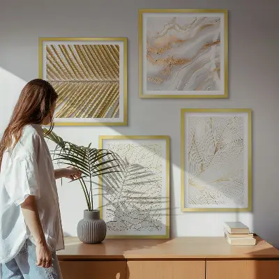 Abstract leaf pattern marble wall art set marble leaf pattern design