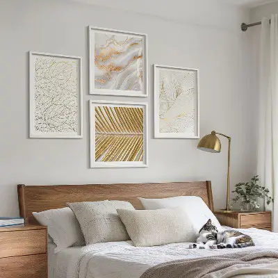 Abstract leaf pattern marble wall art set marble leaf pattern design