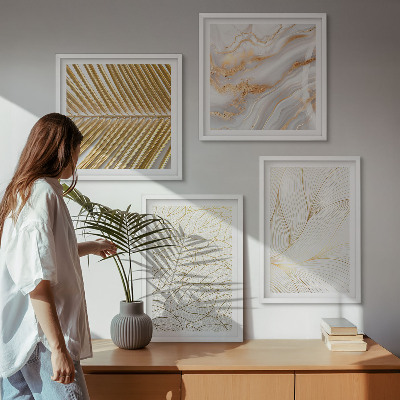 Wall art set Leaf patterns marble abstract
