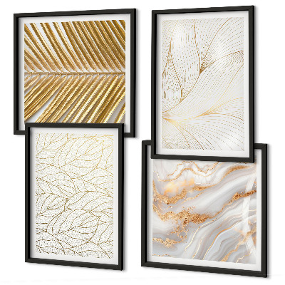 Wall art set Leaf patterns marble abstract