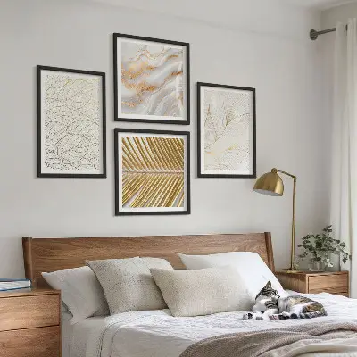 Abstract leaf pattern marble wall art set marble leaf pattern design