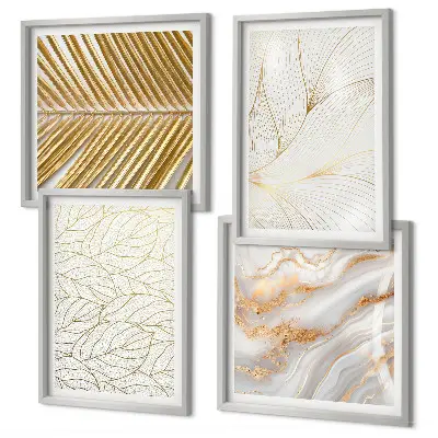 Abstract leaf pattern marble wall art set marble leaf pattern design