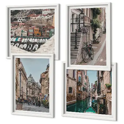 The charming streets of port cities wall art set of 4 pieces