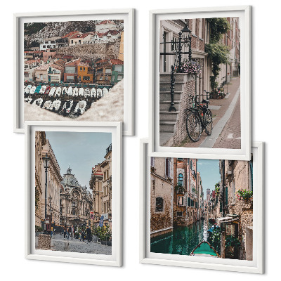Set of 4 wall art pieces The charming streets of port cities