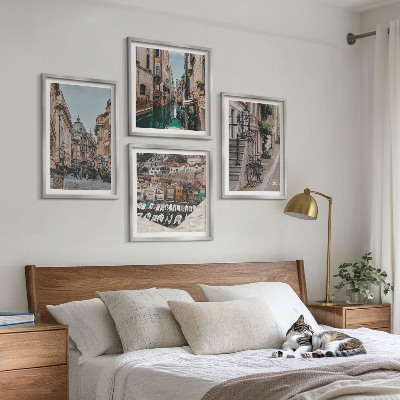 Set of 4 wall art pieces The charming streets of port cities