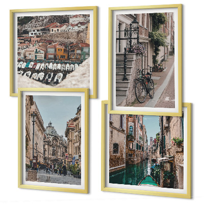 Set of 4 wall art pieces The charming streets of port cities