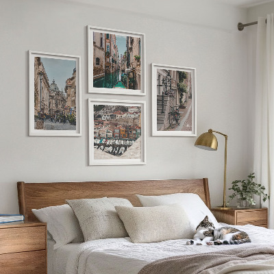 Set of 4 wall art pieces The charming streets of port cities